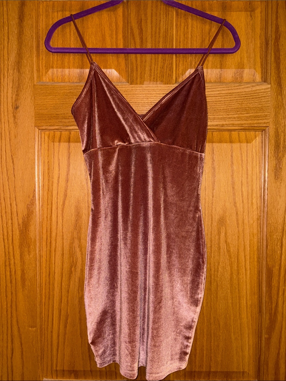 SHEIN Velvet Slip Mini Dress in Rose Brown